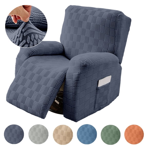 CJC Stretch Recliner Couch Covers, 4-Piece Recliner Chair Covers Furniture Protector with Elastic Side Pockets for Armchairs (Dark Grey)