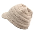 thumbnail image 2 of QWERTYU with Brim Beanie Hats for Women Warm Soft Winter Cable Knit Thick Hats G One Size, 2 of 3