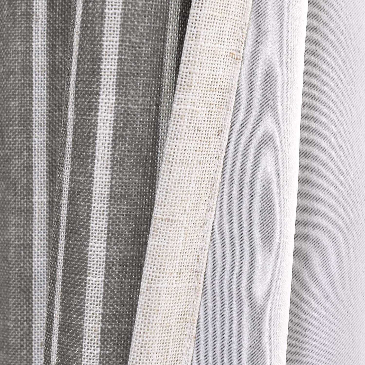 DriftAway Chris Vertical Striped Pattern Linen Textured Blackout Window Curtain Valance Grey 52" width x 18 " length
