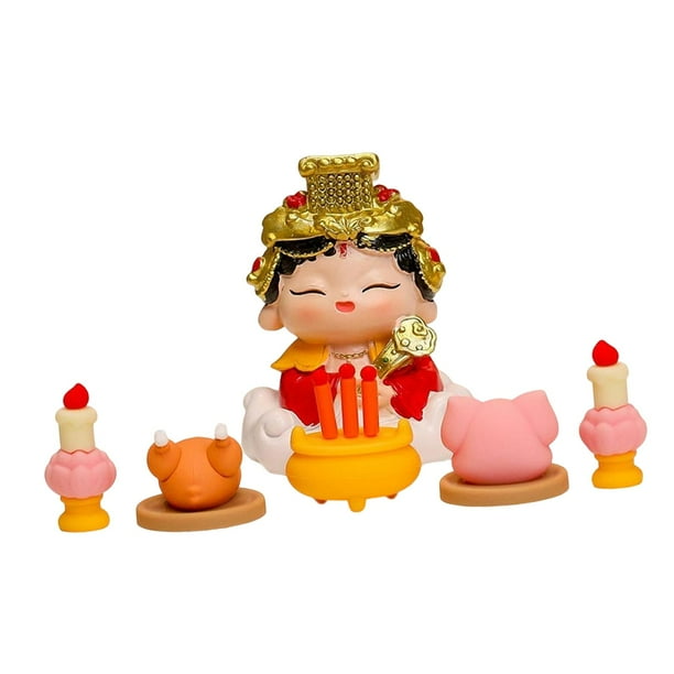 Estatua del Dios de la Fortuna de dibujos animados, figura creativa de resina, decoración Feng Shui para el hogar. Mazu