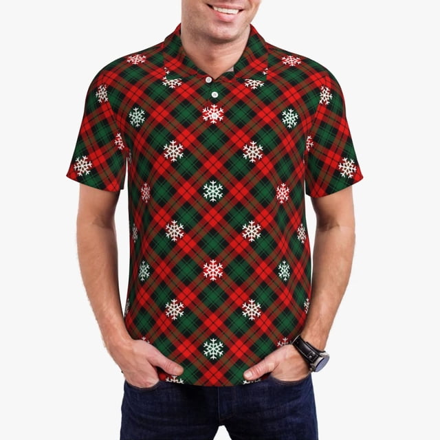 Balery Christmas With Character Camisa Polo de Hombre con Estampado, de Manga Corta y Tejido Medio, Camisa Tipo Golf Polo-Medium