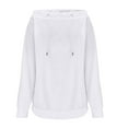 thumbnail image 6 of TKLPEHG Women's Off The Shoulder Sweatshirts Solid Color Casual Drawstring Oversized Sweatshirt Y2k Long Sleeve Fall Pullover Tops (White,S), 6 of 7