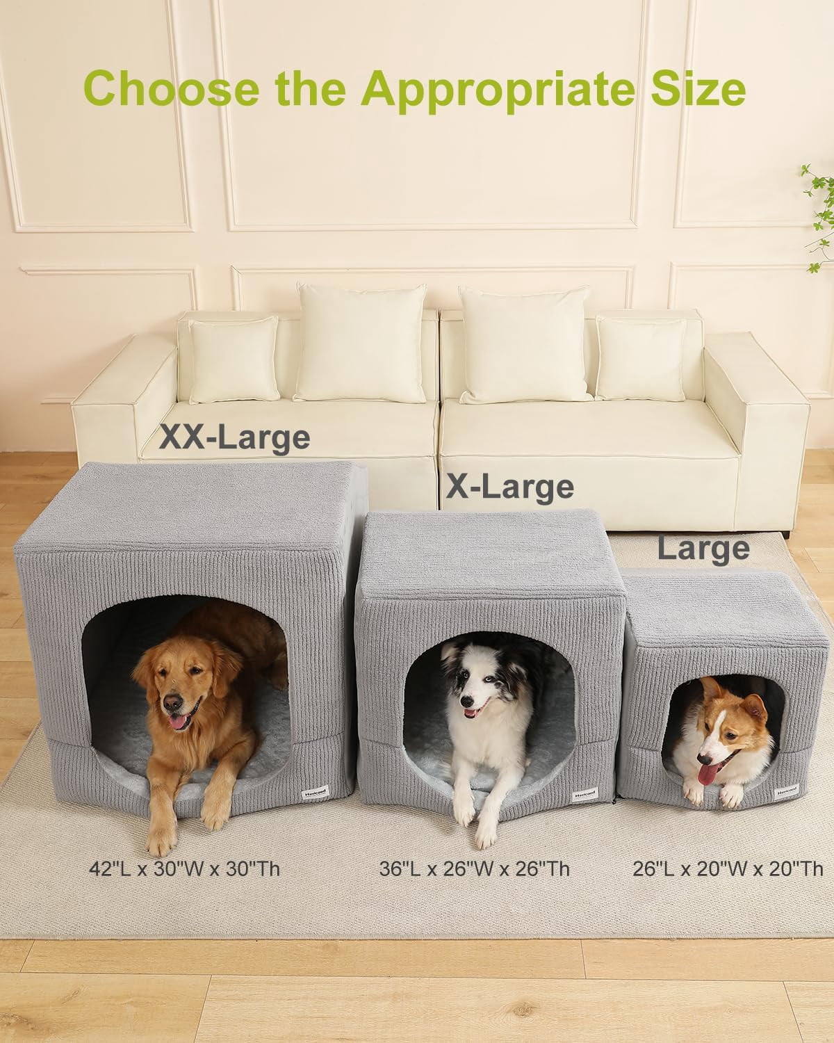 Indoor Dog House for Extra Large Medium Small Sized Dogs - Dog Tent with Washable Removable Cover, Pet Orthopedic Dog Cave Bed Egg-Crate Foam Cushion, Inside Dog House Large Space(XL)