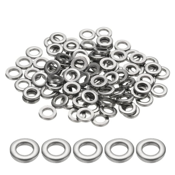 M5 Flat Washer for Screw, 120Pcs 304 Stainless Steel Washers 5MM ID x 10MM OD x 2MM Thick(Silver Tone)