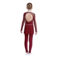 thumbnail image 2 of dPois Combinaison de Danse Intégrale pour Filles avec Strass Manches Longues Bourgogne 6, 2 of 5