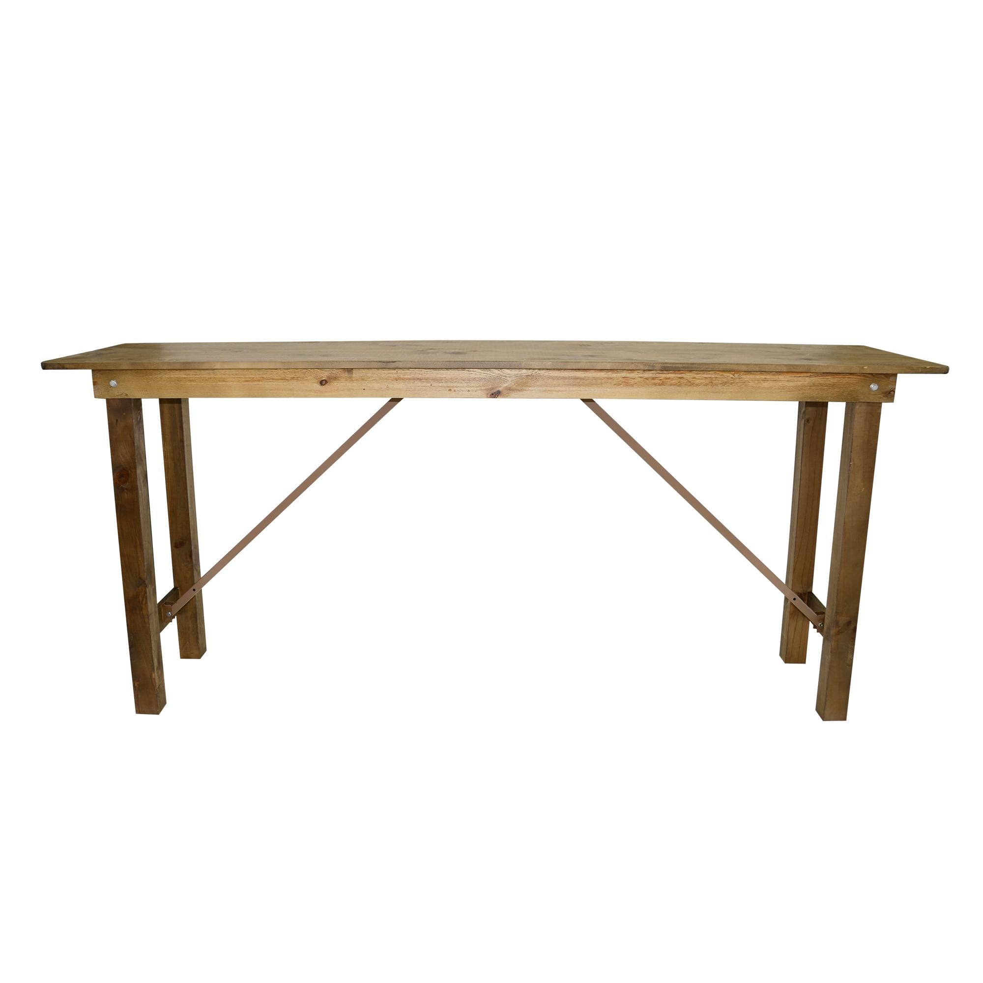 96 inch x 24 inch Farmhouse Pine Wood Rectangle Bar Height Folding Table - Rustic