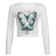 thumbnail image 5 of Blusa de mujer Manga larga Cuello en V Estampado bonito Jersey de moda Top Blanco M para viajes a casa, 5 of 7