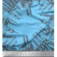 thumbnail image 3 of Soimoi Blue Cotton Voile Fabric Text & Monuments Architectural Print Fabric by the Yard 42 Inch Wide, 3 of 3