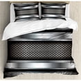 thumbnail image 3 of Grey Duvet Cover Set Twin Size, Realistic Vivid Looking Steel Plates Image Heavy Industry Technology Themed Print, Decorative 2 Piece Bedding Set with 1 Pillow Sham, Gray Taupe, by Ambesonne, 3 of 3