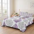 thumbnail image 2 of Twin Quilt Set 68''x86'', Purple Gray Leaves Lightweight Summer Bedspread Coverlet Set with 2 Pillow Shams, Summer Tropical Plant Breathable All Season Quilt Bedding for Dorm/Bedroom, 2 of 9