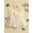 thumbnail image 2 of Bagilaanoe Newborn Summer Outfits Baby Girl Rompers Dress Ruffle Sleeveless Bodysuits + Headband 3M 6M 12M 18M 24M Infant Lace Patchwork A-line Dresses, 2 of 9