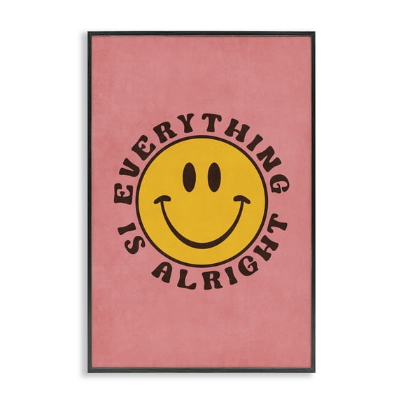 Stupell Industries Retro Everything Is Alright Text & Numbers Painting Black Framed Art Print Wall Art, 12 x 18