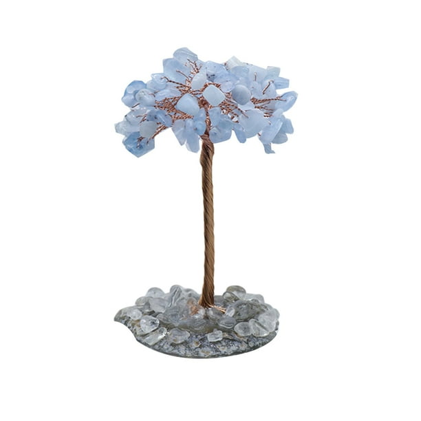 Yuarrent Árboles de dinero de vida artificial ecológicos hechos con materiales sostenibles Árbol de cristal curativo artificial Decoración del hogar aguamarinas