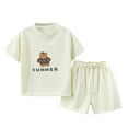 thumbnail image 2 of Cethrio Kids Girls Outfit Sets, Casual Short Sleeve Summer Shirts and Shorts Sets White Size 3-4 T, 2 of 3