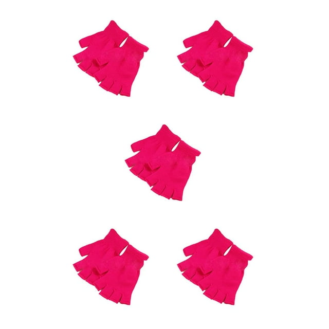 yingyy 1 Paire de Gants Sans Doigts pour Femmes Protecteur de Mains Confortable Dispositifs Sportifs Design Activités Extérieures Temps Froid Rose Rouge 5 Pcs