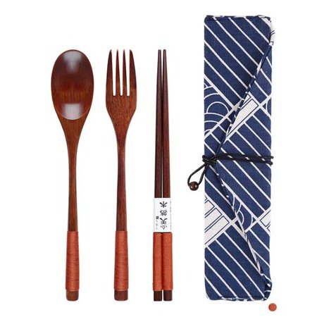 

AkoaDa 1Pcs Wooden Cloth Spoon Fork Chopsticks Three Piece Set