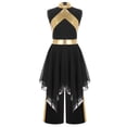 thumbnail image 7 of iiniim Girls Metallic Sleeveless Irregular Liturgical Praise Dance Dress with Wide Leg Pants Set Worship Dancewear Black 16, 7 of 7