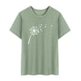 thumbnail image 3 of TWZH Womens Dandelion Graphic Solid Pullover Crewneck Short Sleeve Tee Shirt, 3 of 7