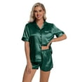 thumbnail image 3 of DAKIMOE Womens Silk Satin Pajamas Short Sleeve Loungewear Two-Piece Sleepwear Button-Down Pj Set, 3 of 6