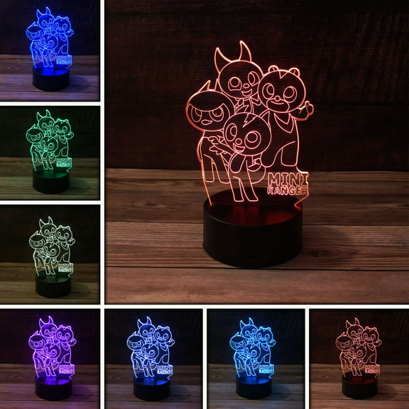 3D MiniForce Ranger Desk Light, 7 Color LED Base Lamp with USB, Battery, and a Touch control Rotating Fade or Solid Color mode. A perfect Nightlight for Kids or a unique gift for any age.