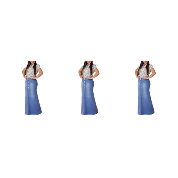 Sonducket vaquera larga para mujer - Ajuste cómodo Botón favorecedor Denim larga de mezclilla Faldas para mujer Maxi índigo S 1 Type1 NO1