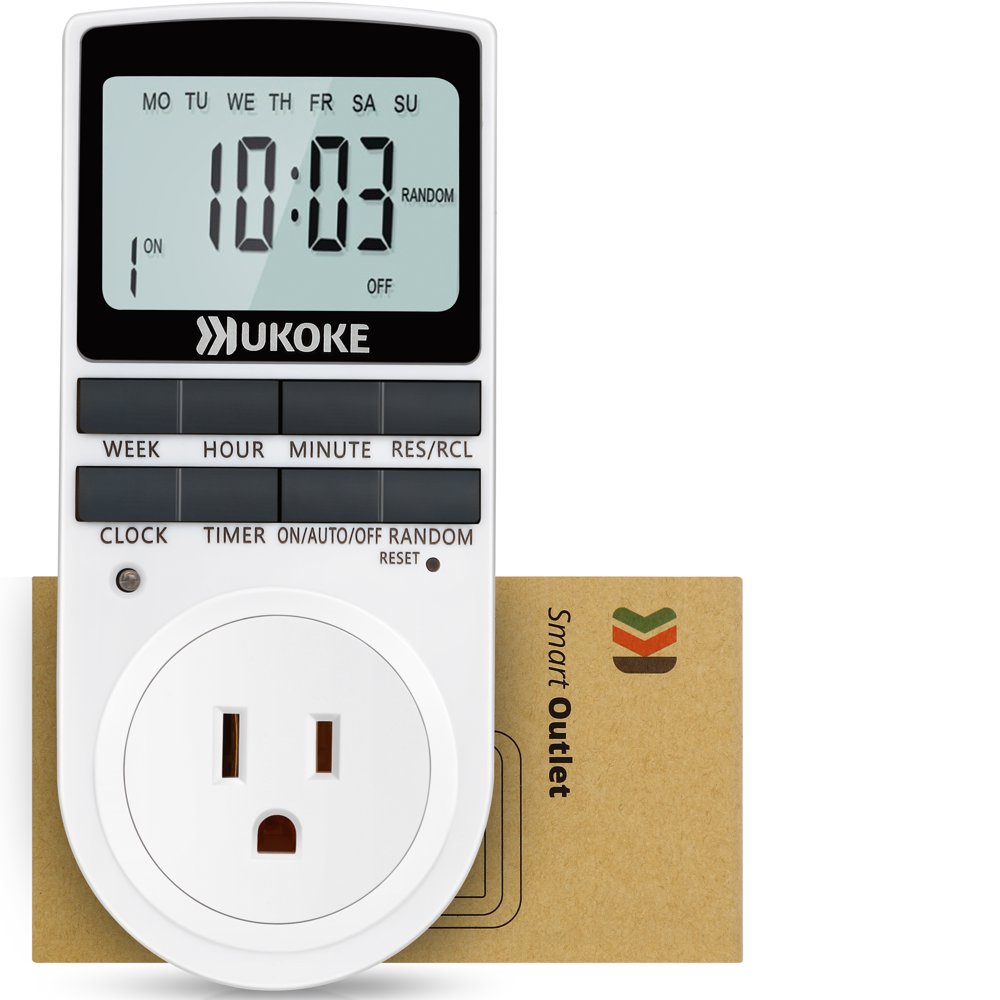 Ukoke Appliance Timer with Outlet, Weekly Programmable, 1 Pack