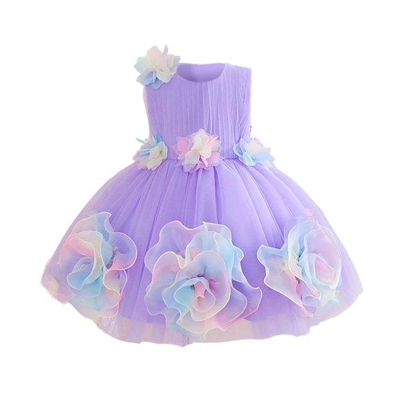 HAYIMI Girls Outfit Sets Elegant Girls Floral Trock A-Line Dress Layered Style Party Dress For Weddings And Ceremonies O-Neck Versatile Kids Clothes Sets