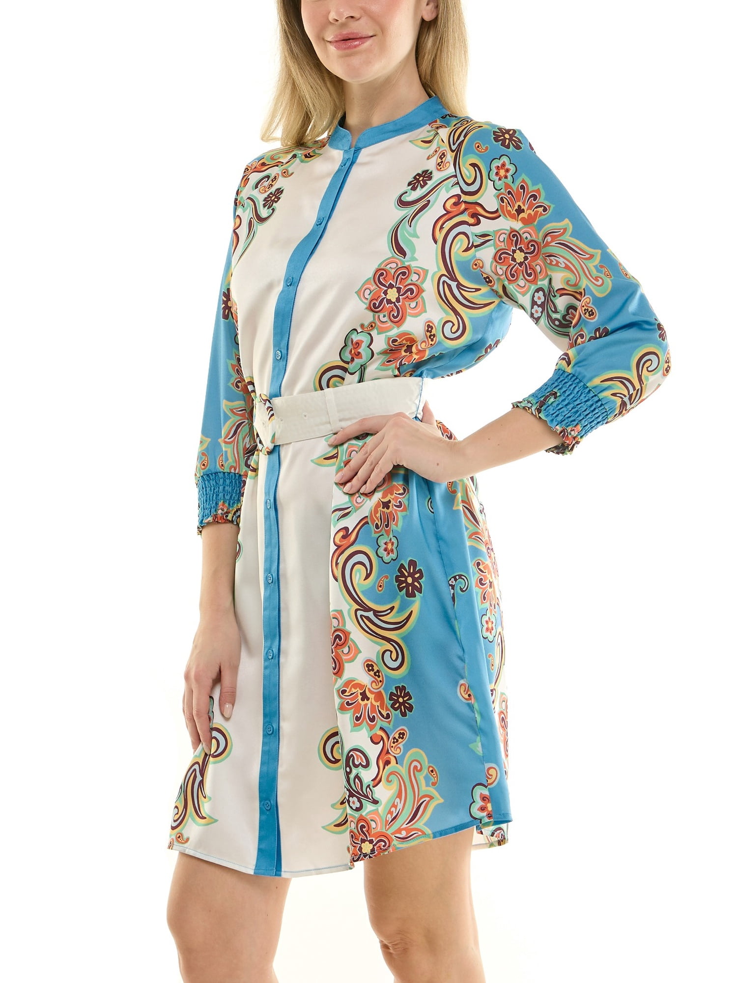 Nanette Nanette Lepore Womens Long Sleeve Tie Waist Mirror Print Mini Dress