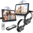 thumbnail image 1 of Pyle Monitor universal para reposacabezas doble para coche - Reproductor multimedia de CD DVD para vehículo de 9,4 pulgadas con auriculares inalámbricos - Entretenimiento de audio y vídeo con HDMI, pa, 1 of 5