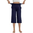 thumbnail image 6 of Kopltyrfg Womens Capris for Summer Yoga Leggings Soft Gym Workout Women Capri Pants with Pockets Plus Size High Waist 3/4 Tight Navy M, 6 of 8