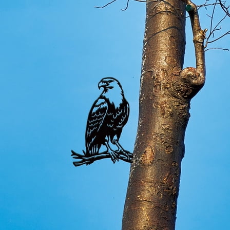 Metal Eagle Garden Decor Bird Outdoor Garden Ornament Black Silhouette Tree Decor Animals Metal Yard Stakes Decorative Gardens Yard Art for Lawn Patio Gift for Gardeners