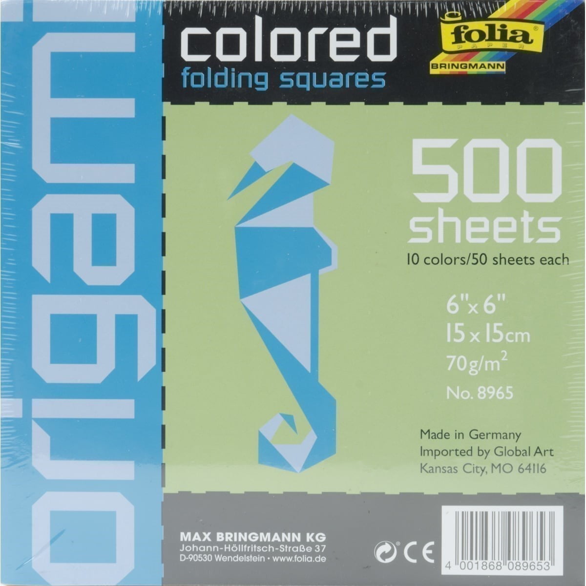 6 x 6, Global Art Folia Semi-Transparent Origami Paper 6-Inch-by-6-Inch Bulk Pack 500 Sheets