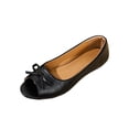 thumbnail image 2 of Women's 2026 Summer Loafers Solid Color Vintage Peep Toe Bow Low Cut Soft Sole Slip On Lightweight Cushioned Orthopedic Arch Support Wide Toe Box Comfort Walking Daily Footwear Black 41, 2 of 9