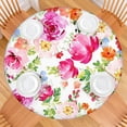 thumbnail image 2 of Pioneer Flower Floral Print Pattern Round Fitted Tablecloth with Elastic Edge,Dining Table Cover Waterproof,Outdoor Round Tablecloth for Camping,Dining,Indoor and Outdoor, 2 of 7