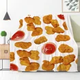 thumbnail image 4 of Manta de franela suave con diseño de nuggets de pollo y deliciosa carne, manta de sofá de comida rápida de estilo occidental para niños, tamaño king y queen, 4 of 5
