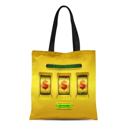 SIDONKU Canvas Tote Bag Green Jackpot Gold Slot Machine Game Casino Lucky Vegas Durable Reusable Shopping Shoulder Grocery