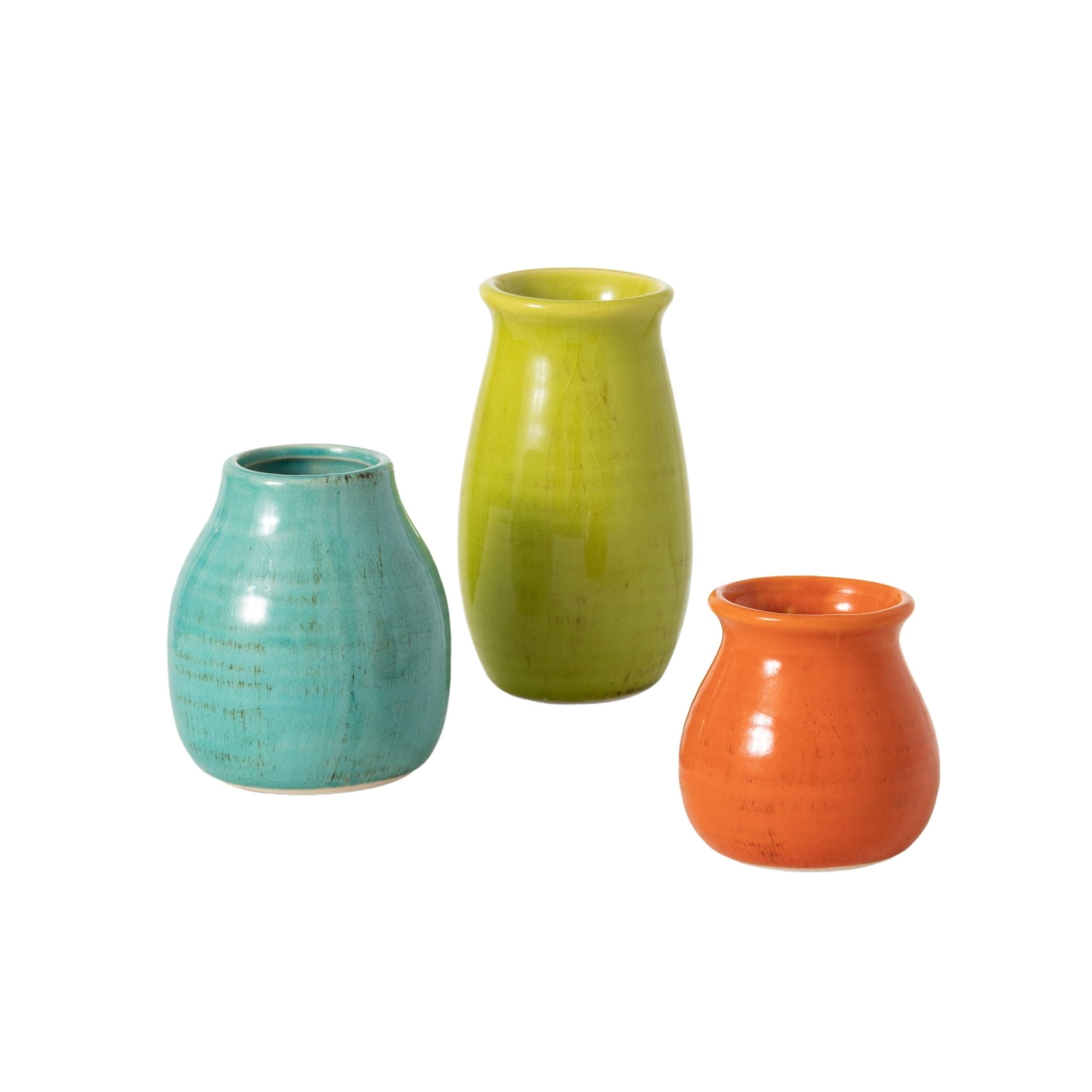 Sullivans Set of 3 Petite Ceramic Vases 3"H, 4.5"H & 5.5"H Multicolored