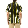thumbnail image 3 of MODA NOVA Big & Tall Men's Striped Short Sleeves Button Down Hawaiian Shirt Black Yellow XL, 3 of 5