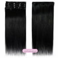 thumbnail image 2 of Benehair 100% Real Remy Human Hair Extensions Clip In 7 Pieces Full Head Invisible Soft Hair Weft Straight Women Black, 2 of 9