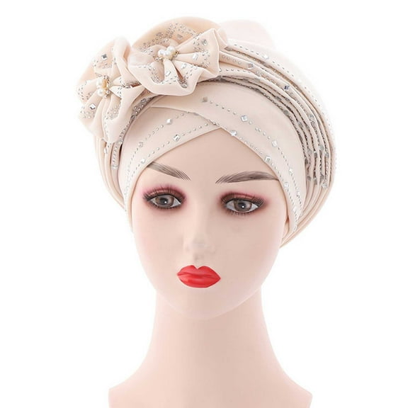 pxiakgy bucket hat for women fashion women beading braid hat ruffle cancer beanie wrap cap sleep caps satin lined hair bonnets beige one size