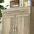 thumbnail image 2 of YYAo Sideboard Buffet Cabinet, Coffee Bar Cabinet,67" Buffet with Hutch, Modern Kitchen Pantry, Freestanding Cabinet with Glass Doors, Shelves and Drawers, Gray, 2 of 11