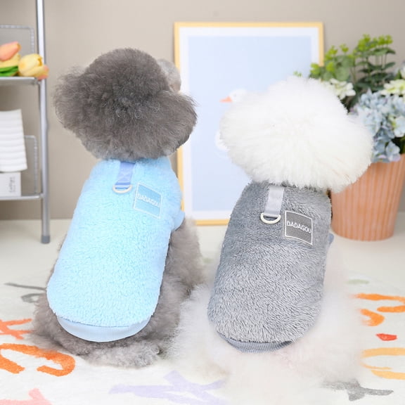 Soft Coral Fleece Pet Clothes Warm Dog Vest Coat Cute Puppy Sweater Cat Apparel For Chihuahua Yorkie Terrier Shih Tzu Pet Outfit,L,325 Blue