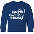 thumbnail image 3 of Inktastic I Hooked Grammy's Heart with Fishing Rod Long Sleeve Youth T-Shirt, 3 of 5