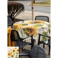 thumbnail image 4 of Outdoor Tablecloth with Umbrella Hole and Zipper, Yellow Sunflowers Square Table Cloth 60x60 Inch Waterproof Tablecloth, Country Farm Butterfly Flower Light Beige Picnic Table Cover for Patio Camping, 4 of 7