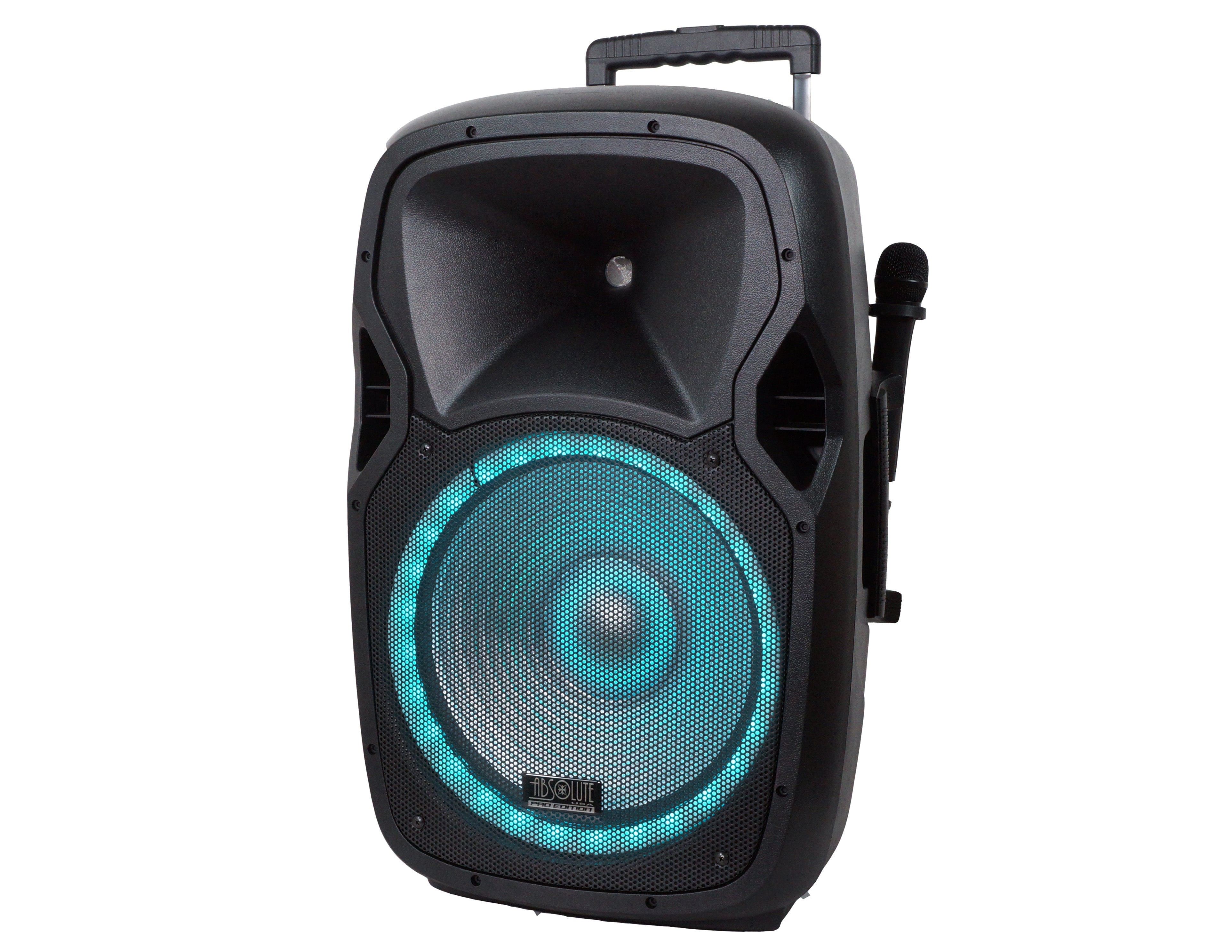 Absolute USPROBAT15 Portable 15" Speaker 3500W PA System Wireless Mic Bluetooth Rechargeable + Speaker Stand