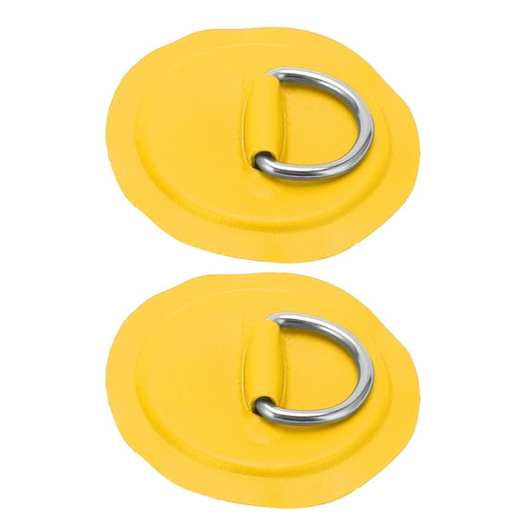PVC D Patch, Reusable 2pcs Long Service Life D- Pad for Roof Racks Trailers Ground Sheets for PVC Inflatable Boat Kayak Canoe Yellow