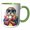 Green/White, variant on 3drose, Cute Funny Sea Otter Eating Ice Cream Cone Abstract Art, 11oz Two-tone Yellow Mug