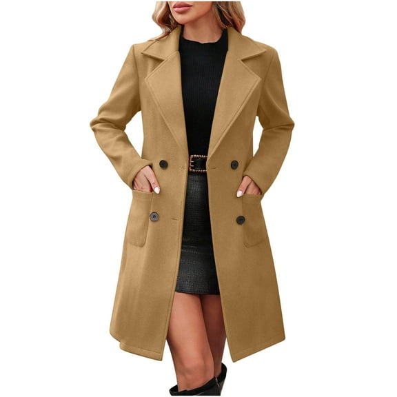 Pea Coats For Women Sevevn Womens Notched Lapel Collar Double Breasted Pea Coat Winter Wool Blend Over Coats Long Jackets