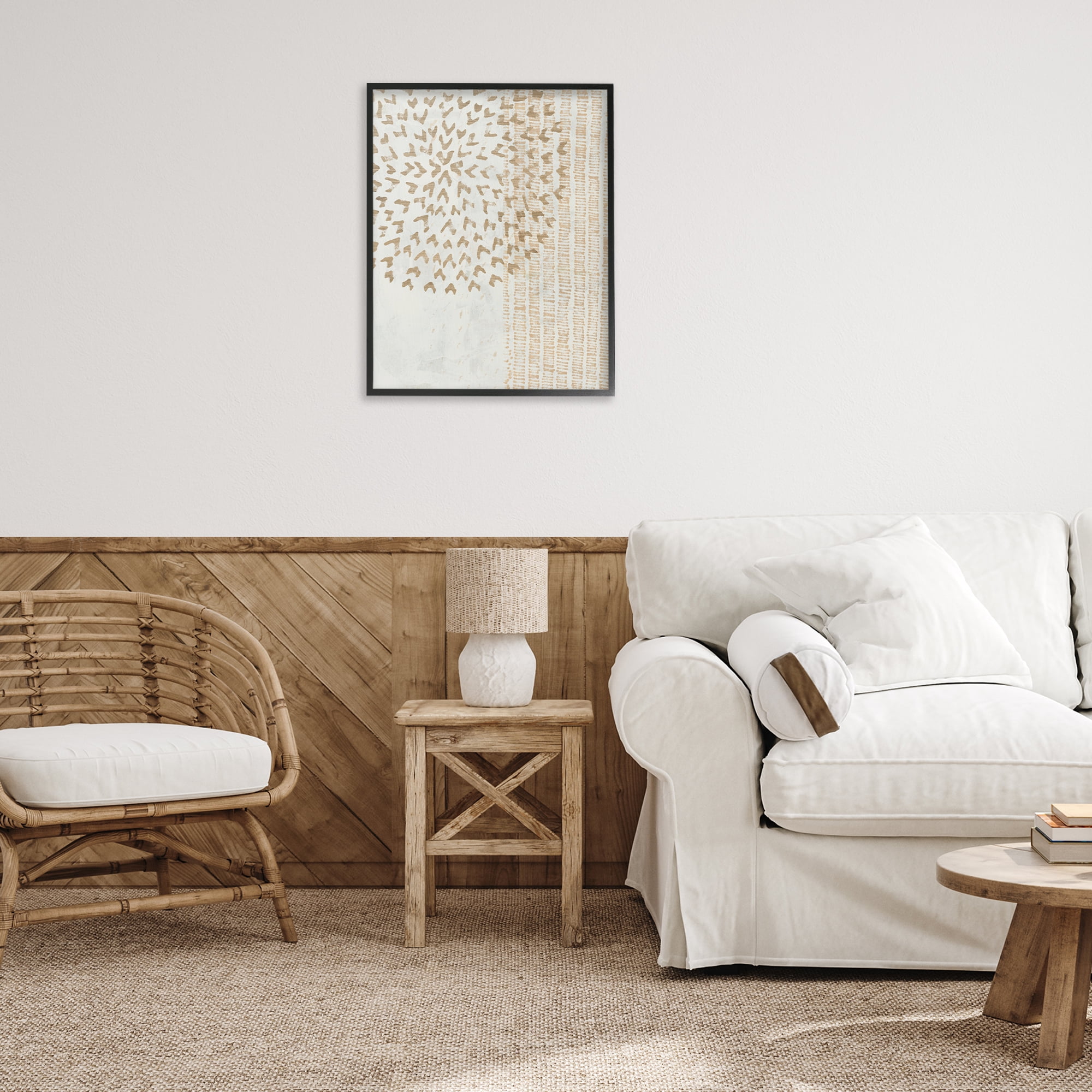 Stupell Industries Rustic Bohemian Patterns Abstract Painting Black Framed Art Print Wall Art, 24 x 30