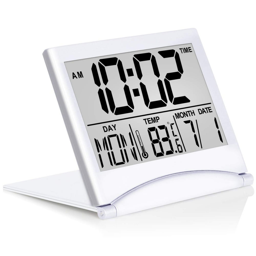 Betus Digital Travel Alarm Clock Foldable Calendar & Temperature